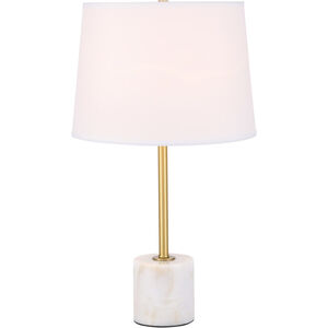 Kira 24 inch 40 watt Brushed Brass and White Table Lamp Portable Light