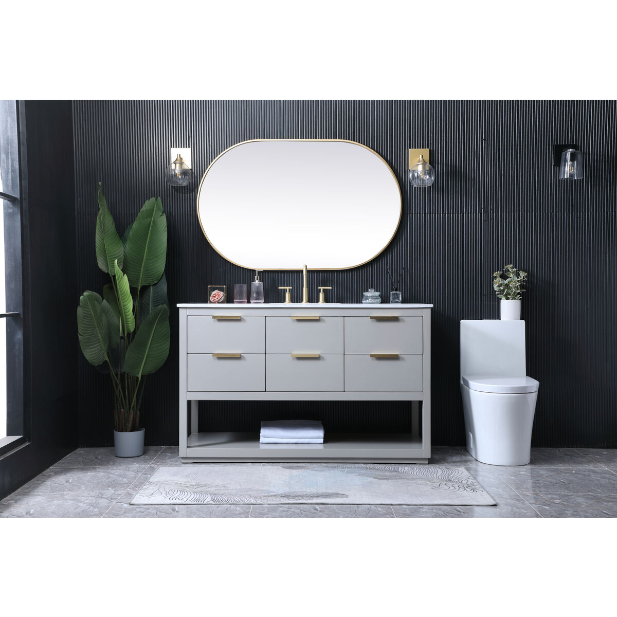 Larkin 54 X 22 X 34 inch Grey Vanity Sink Set