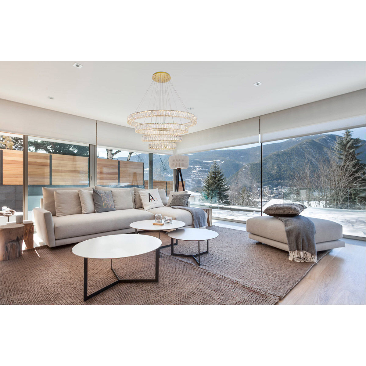 Monroe LED 42 inch Gold Chandelier Ceiling Light