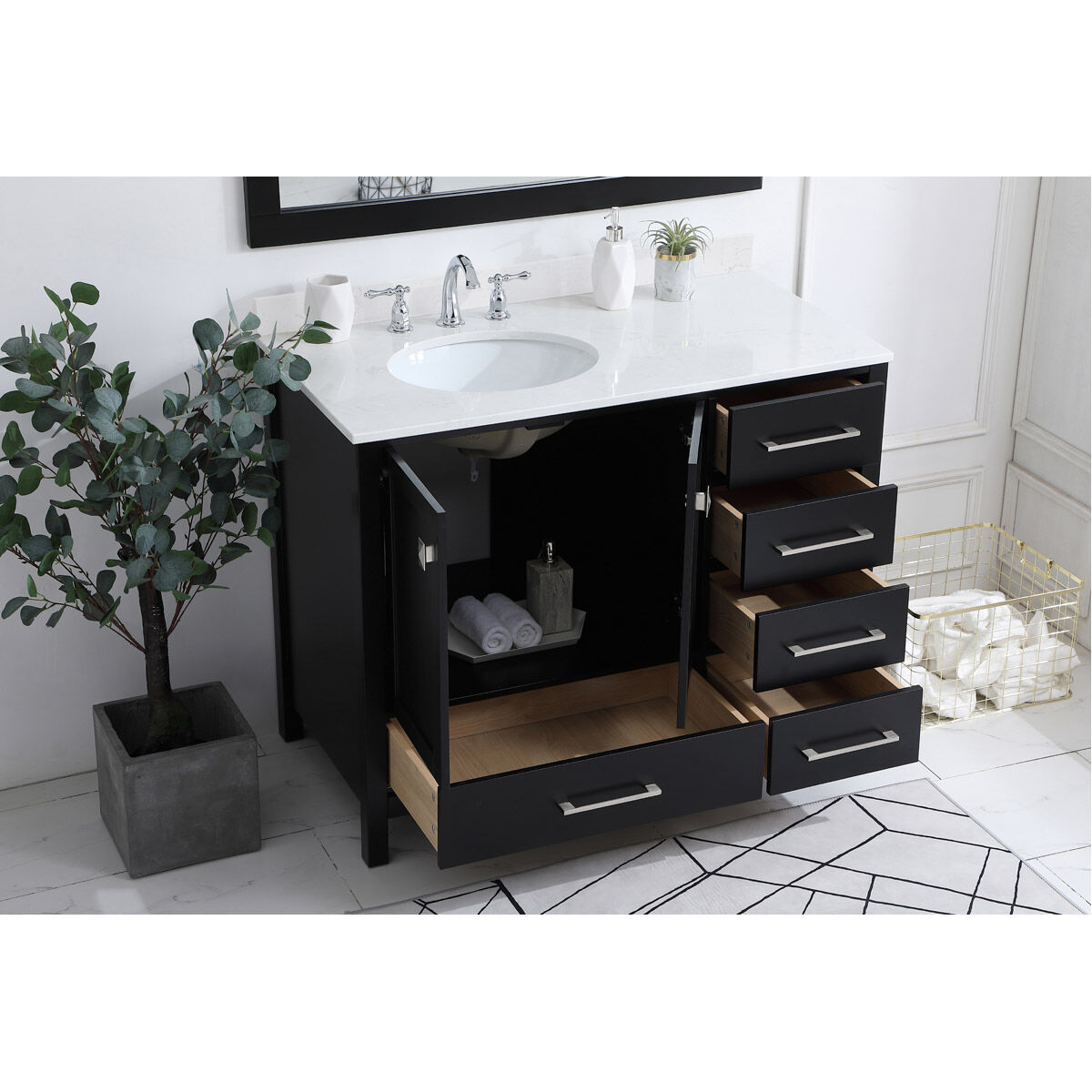 Irene 42 X 22 X 34 inch Black Vanity Sink Set