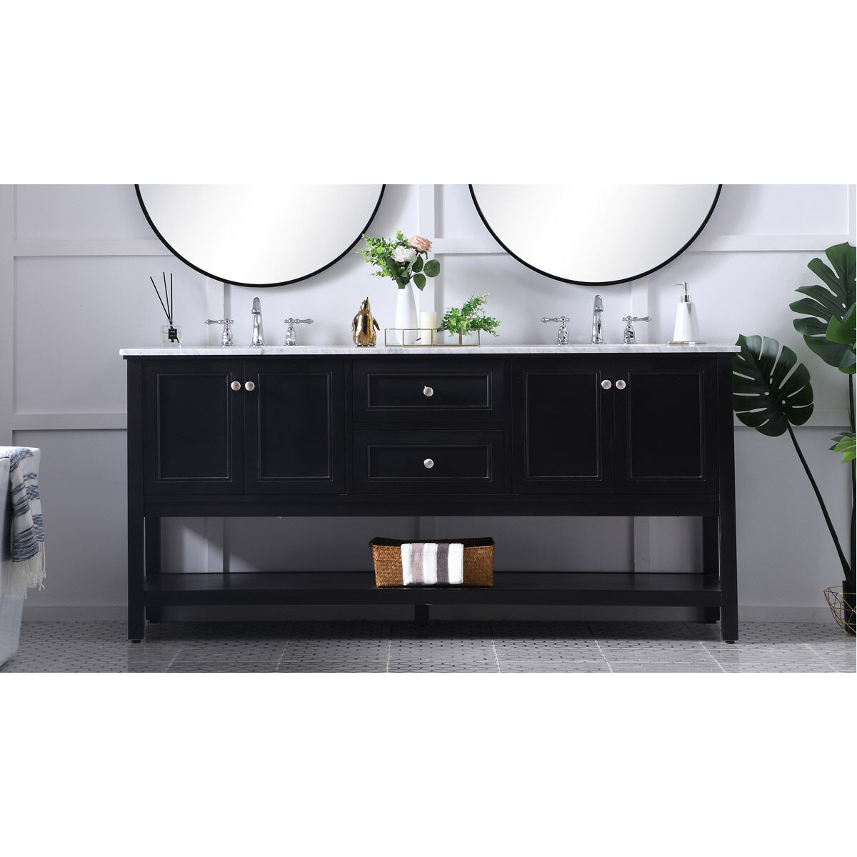 Metropolis 72 X 22 X 34 inch Black Vanity Sink Set