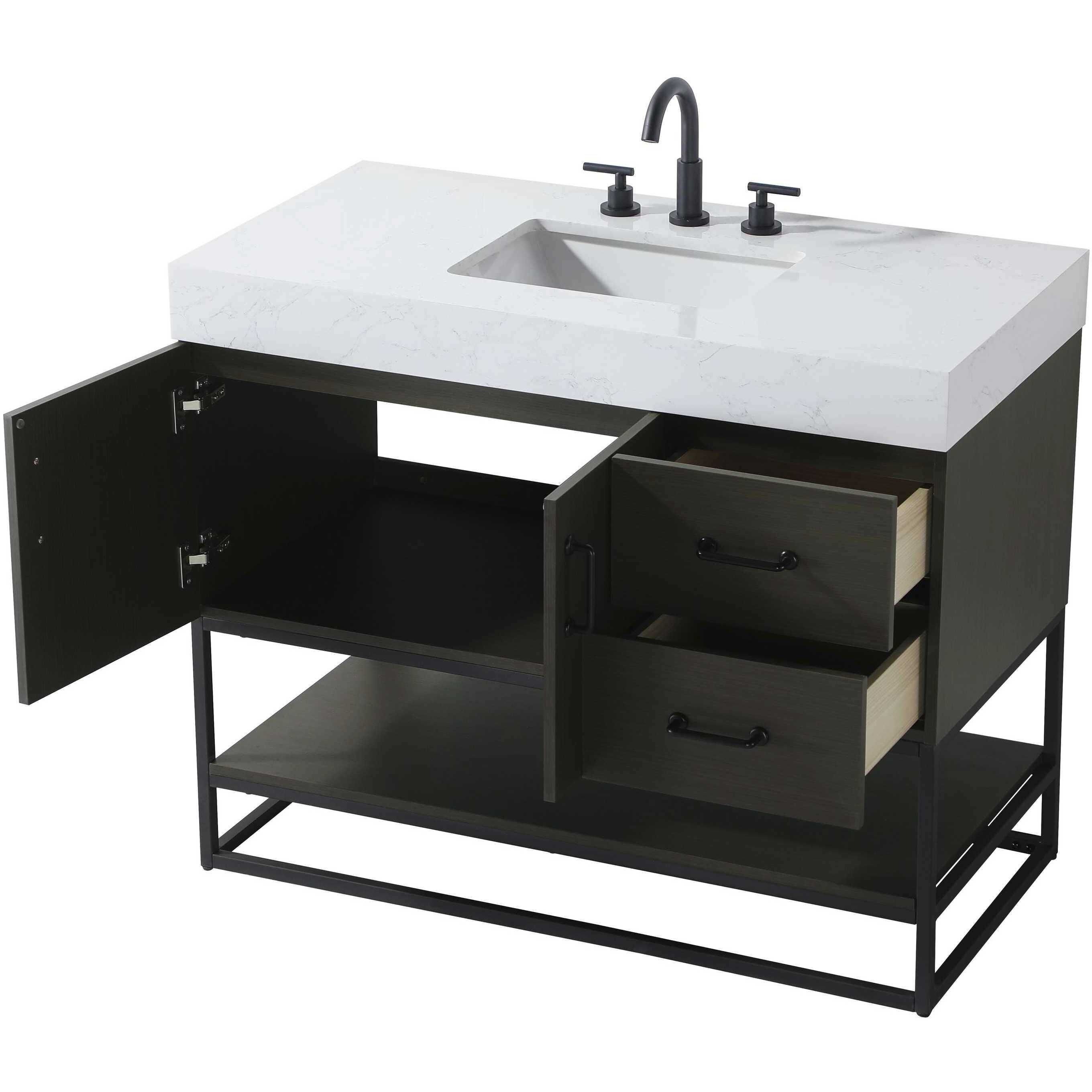 Caroline 42 X 34 inch Mocha Brown Bathroom Vanity Cabinet