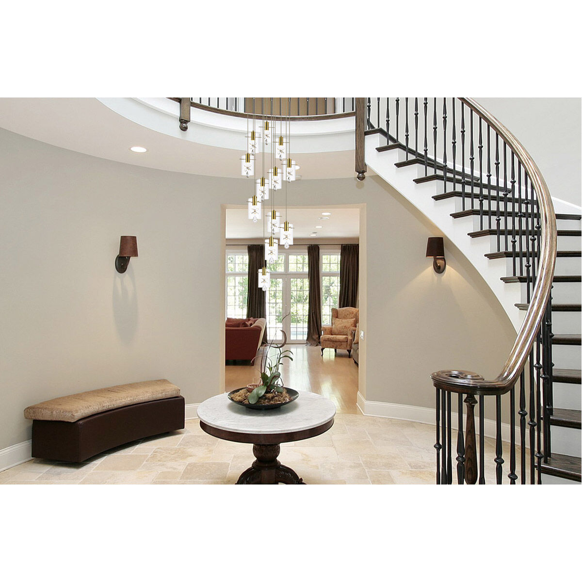 Elegant Lighting 5202D22G Hana 12 Light 22 inch Gold Pendant Ceiling Light