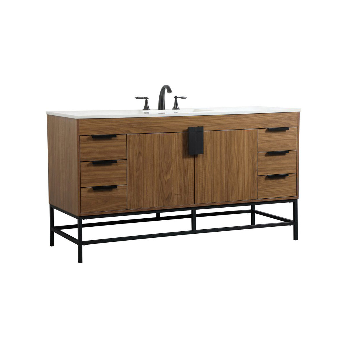 Eugene 60 X 22 X 33.5 inch Walnut Brown Vanity Sink Set