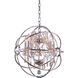 Geneva 5 Light 20 inch Polished Nickel Pendant Ceiling Light in Golden Teak, Urban Classic