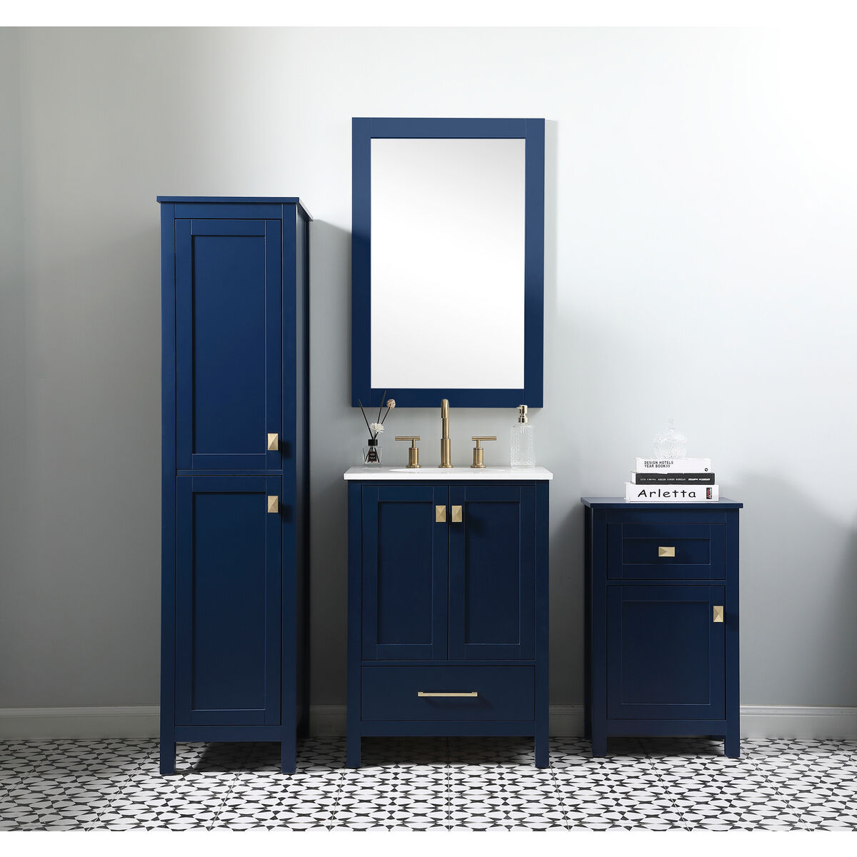 Adian Blue Bathroom Storage Cabinet