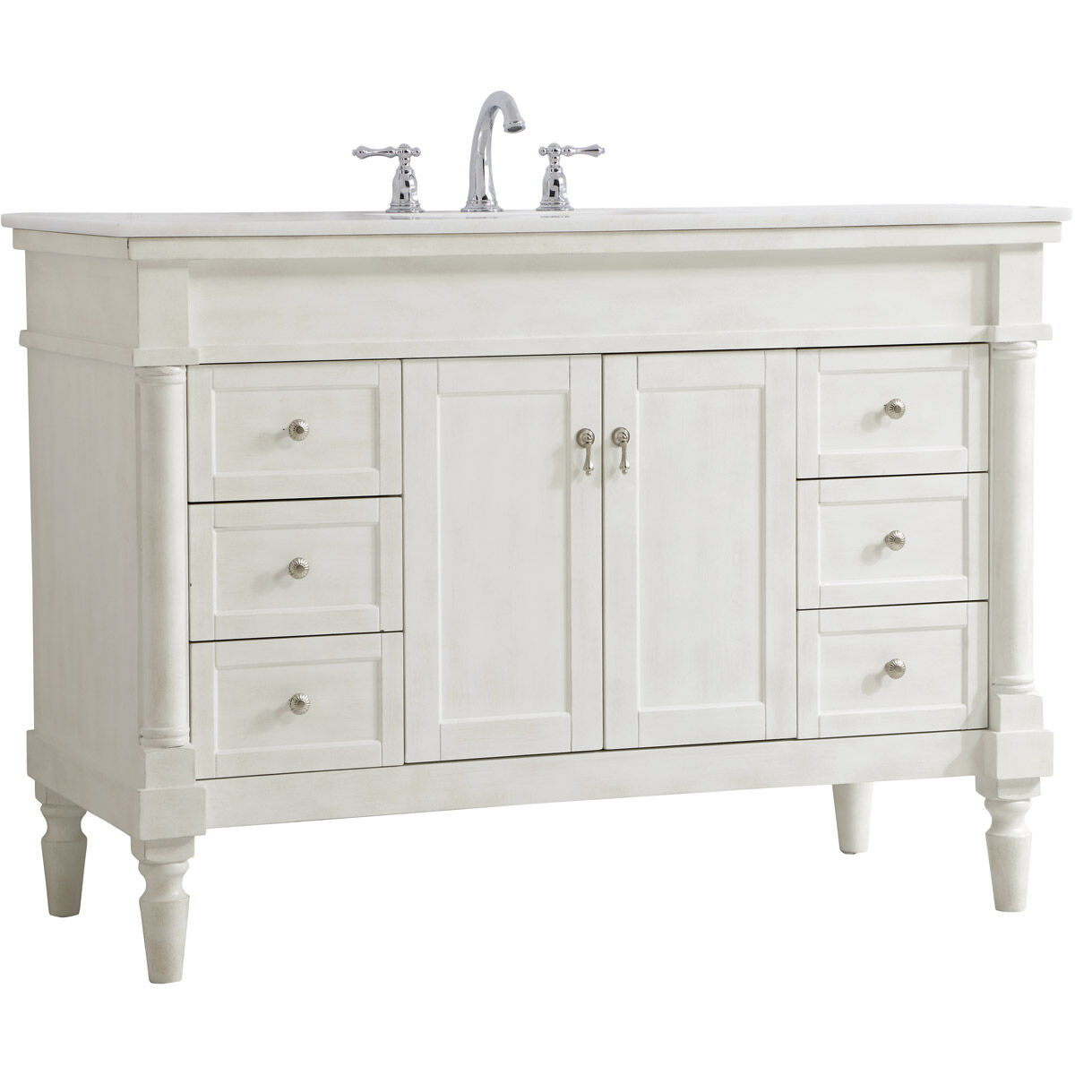 Lexington 48 X 21.5 X 35 inch Antique White Vanity Sink Set