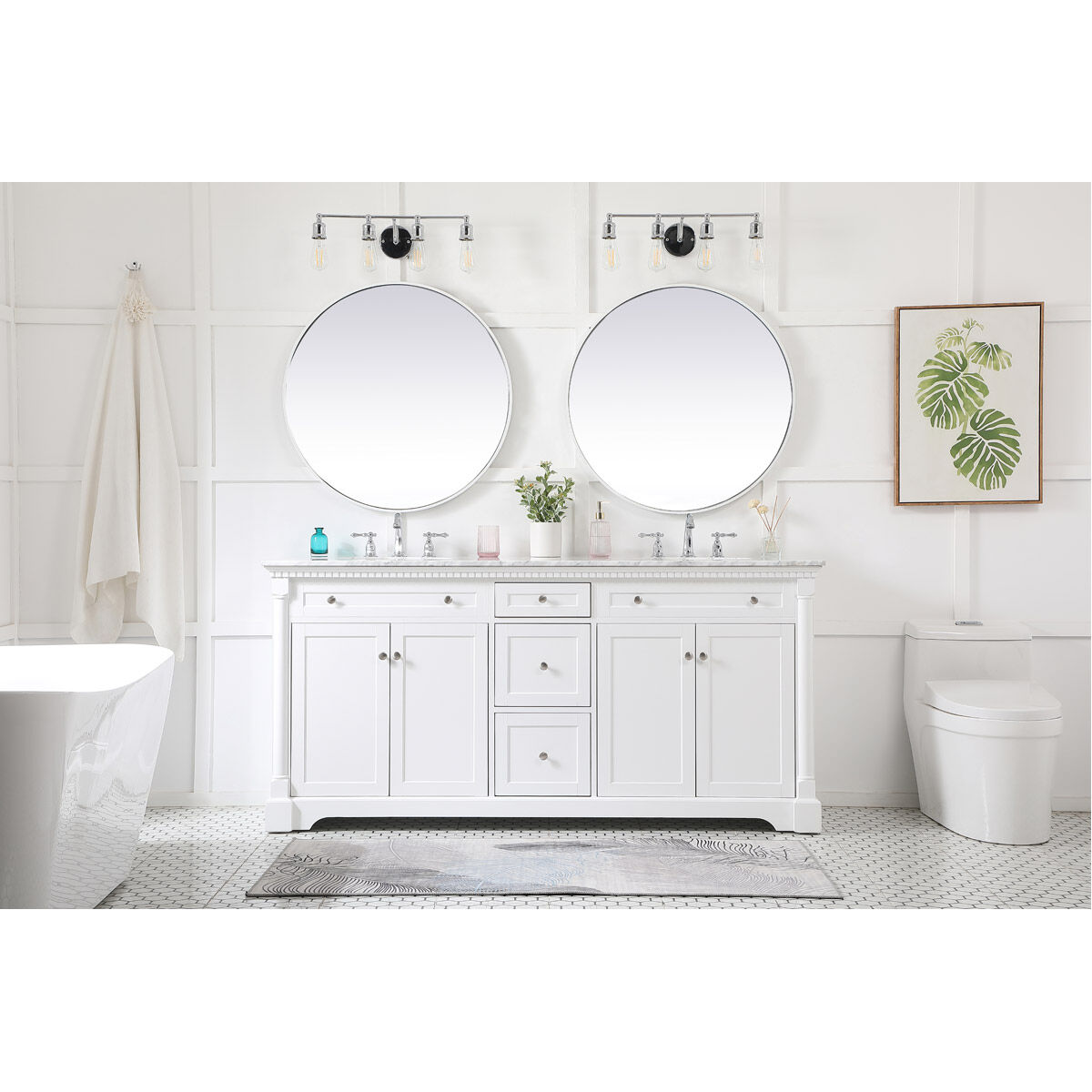 Clarence 72 X 22 X 35 inch White Vanity Sink Set