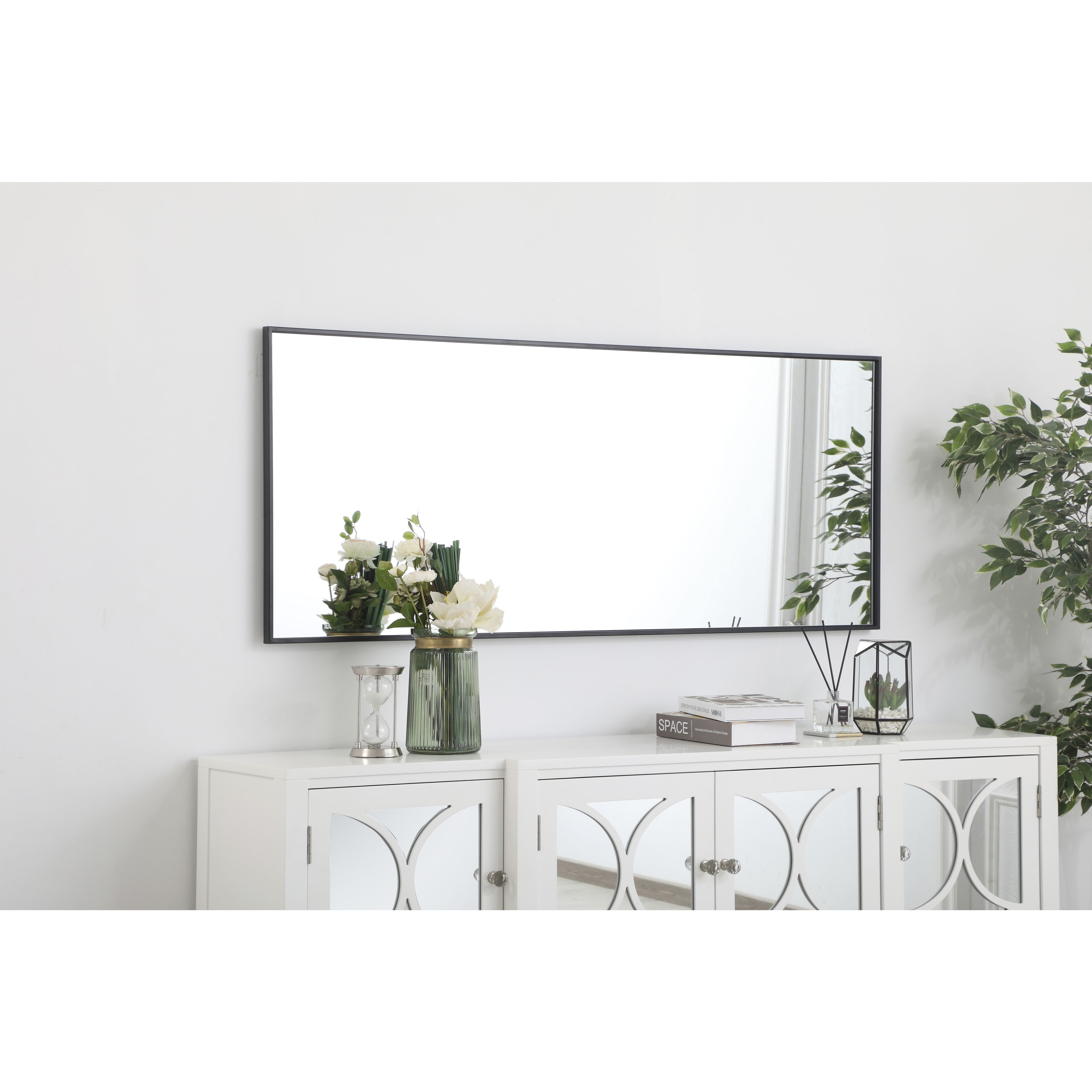 Monet 60 X 24 inch Black Wall Mirror