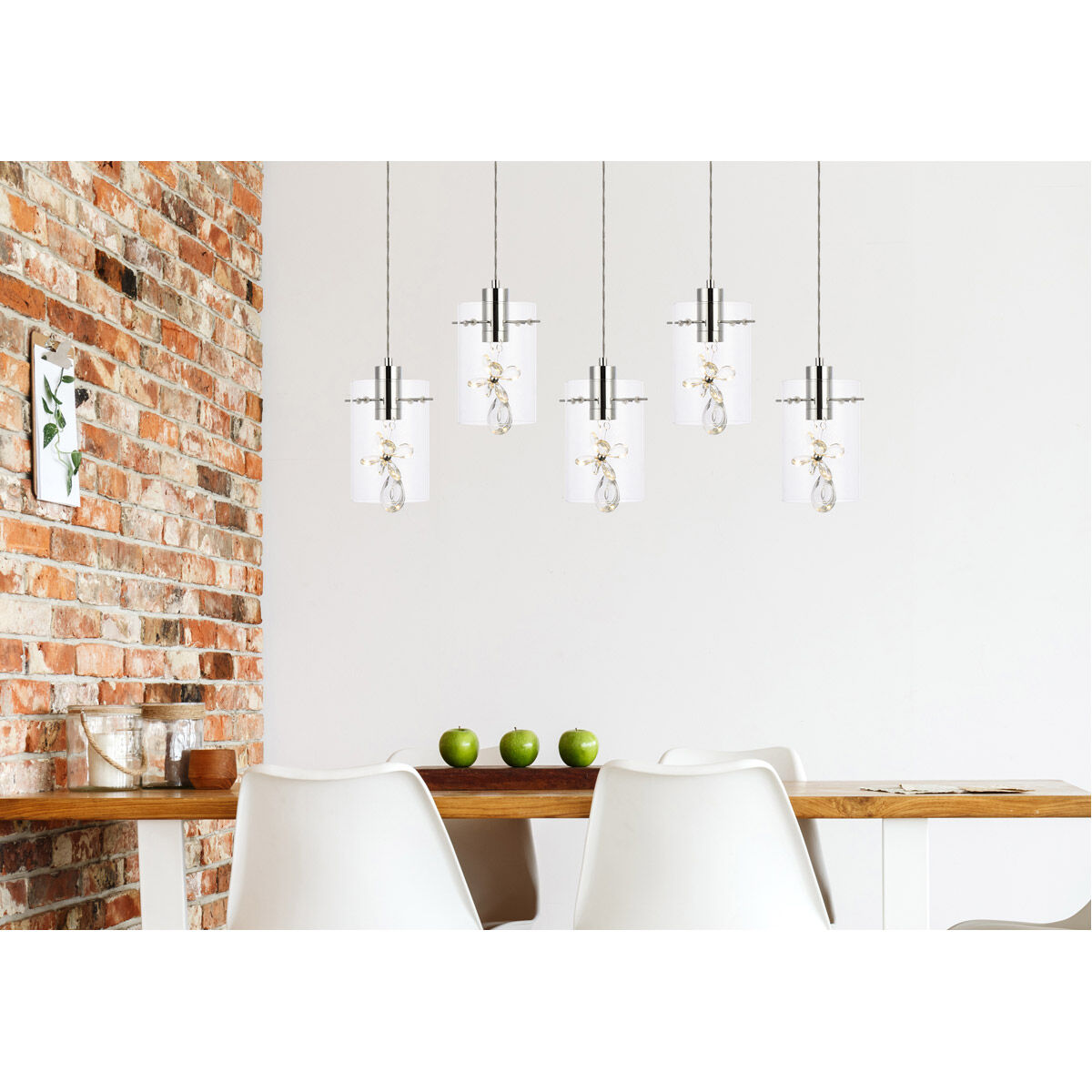 Hana 5 Light 36 inch Chrome Linear Pendant Ceiling Light