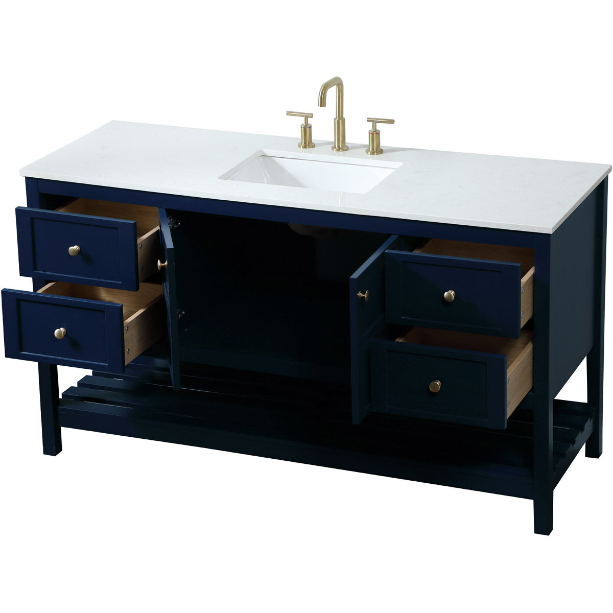 Theo 60 X 22 X 34 inch Blue Vanity Sink Set