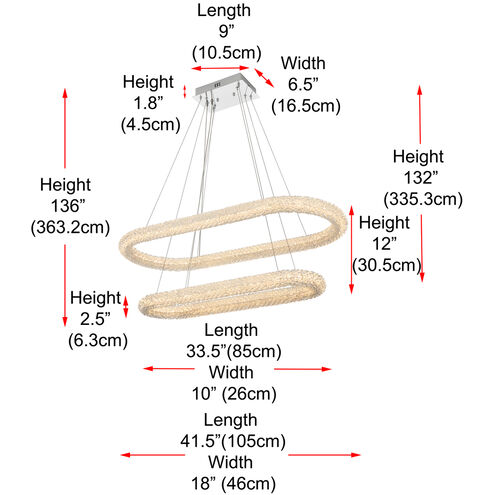 Bowen 2 Light 18 inch Chrome Chandelier Ceiling Light