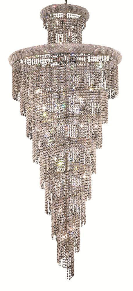 Spiral 32 Light 36 inch Chrome Foyer Ceiling Light in Royal Cut