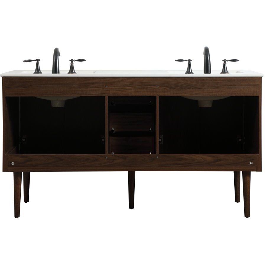 Cyrus 60 X 22 X 34 inch Walnut Vanity Sink Set