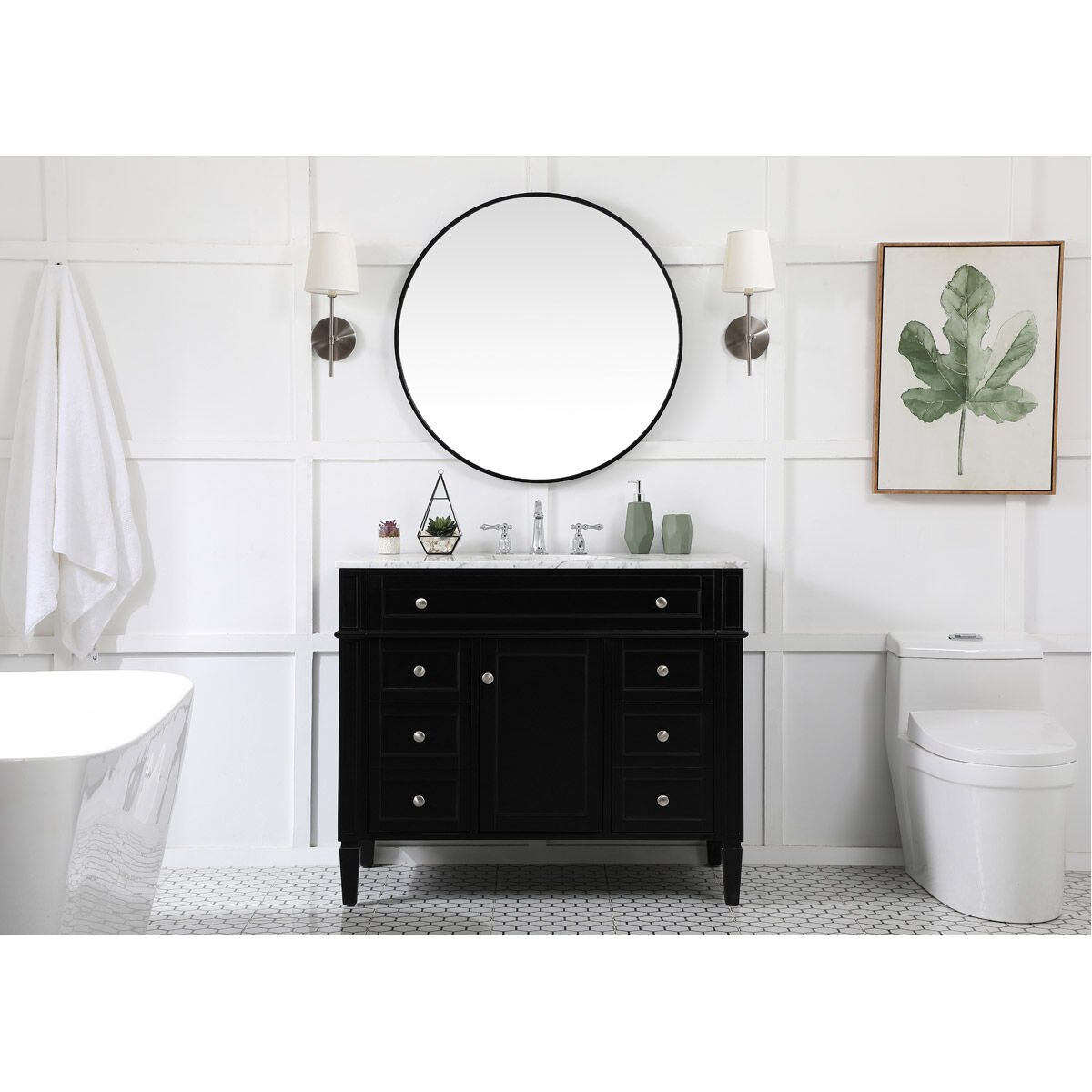 Park Avenue 42 X 21.5 X 35 inch Black Vanity Sink Set