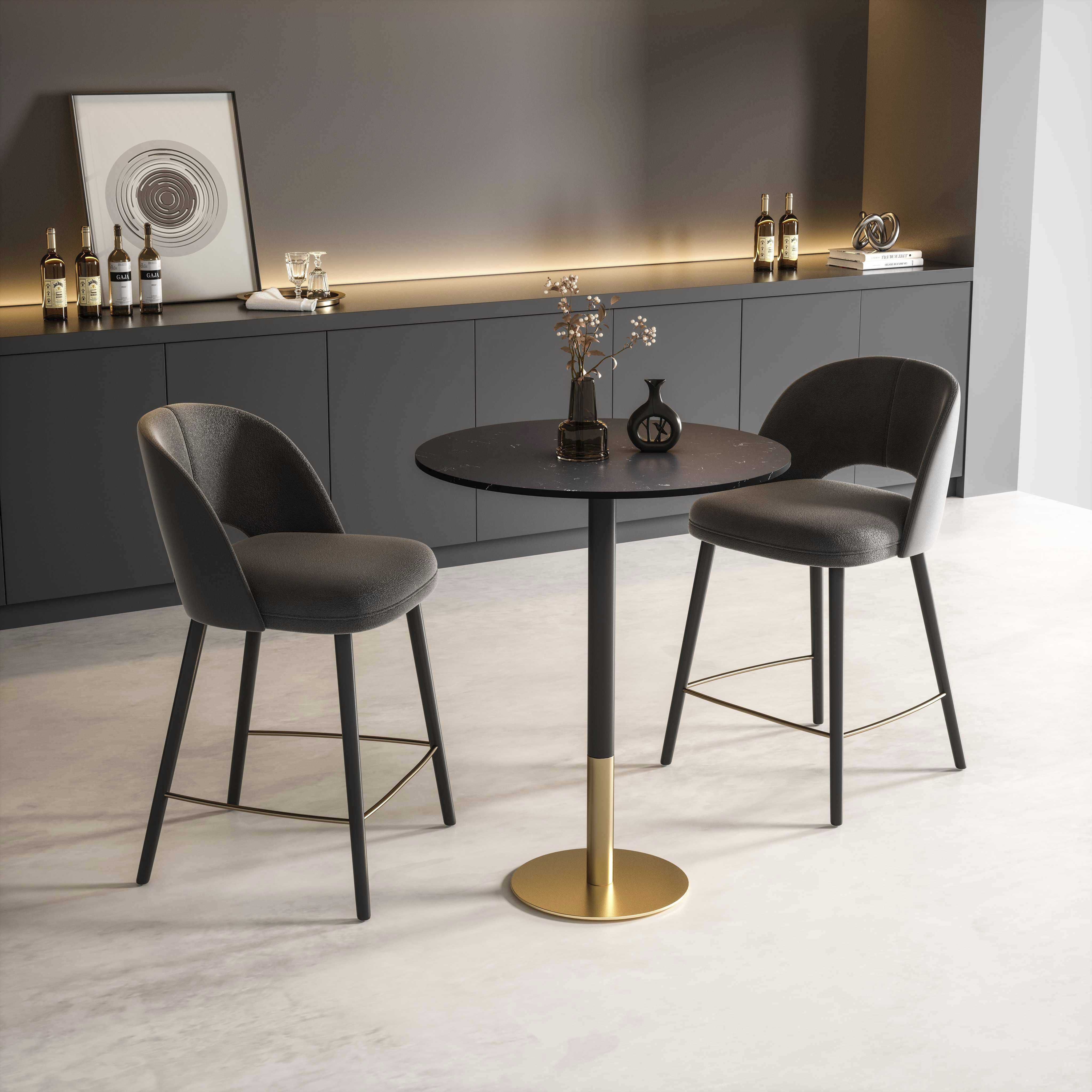 Ronan 39.5 X 31.5 inch Black and Gold Pub Table