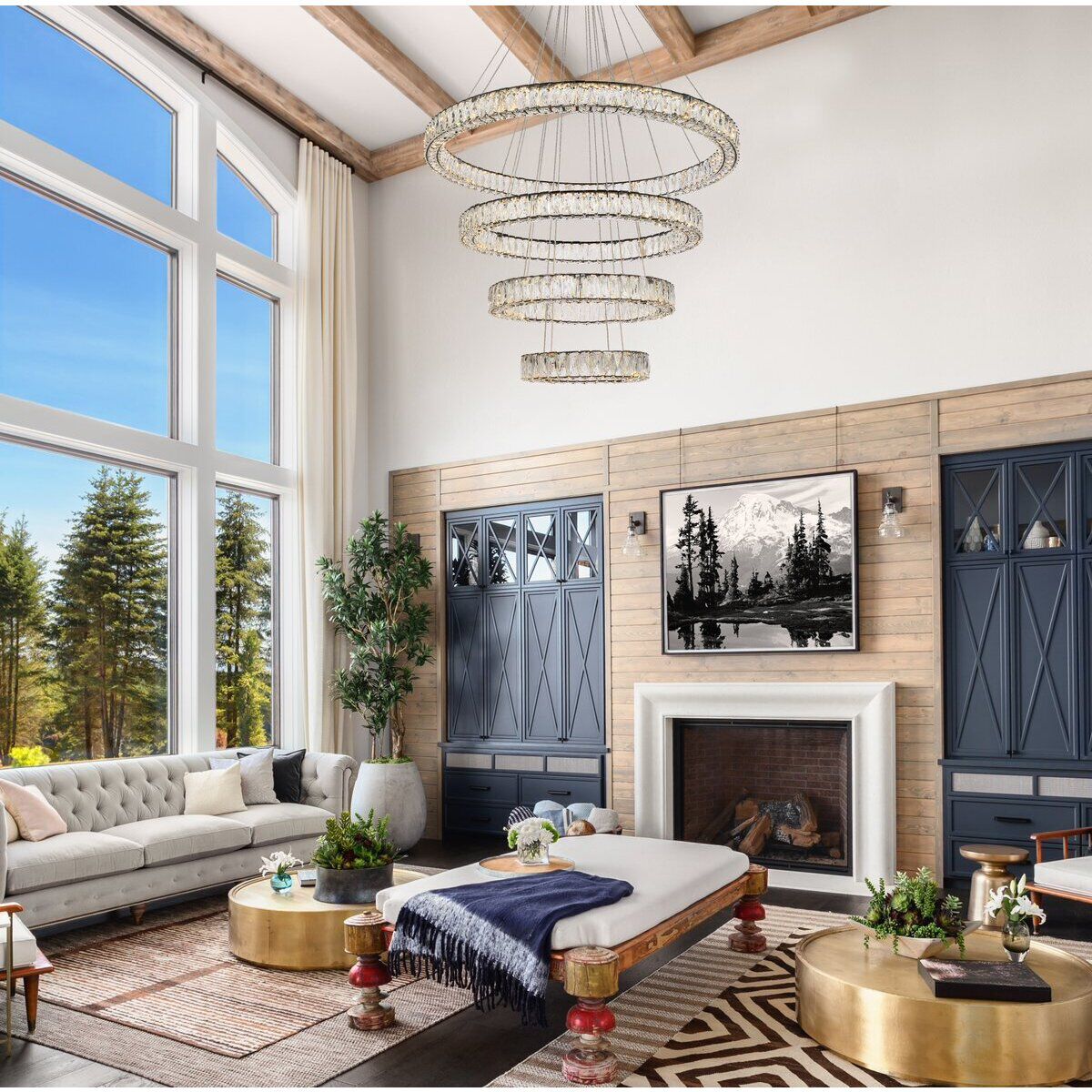 Monroe 4 Light 41 inch Black Chandelier Ceiling Light