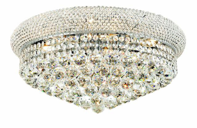 Primo 10 Light 20 inch Chrome Flush Mount Ceiling Light in Royal Cut