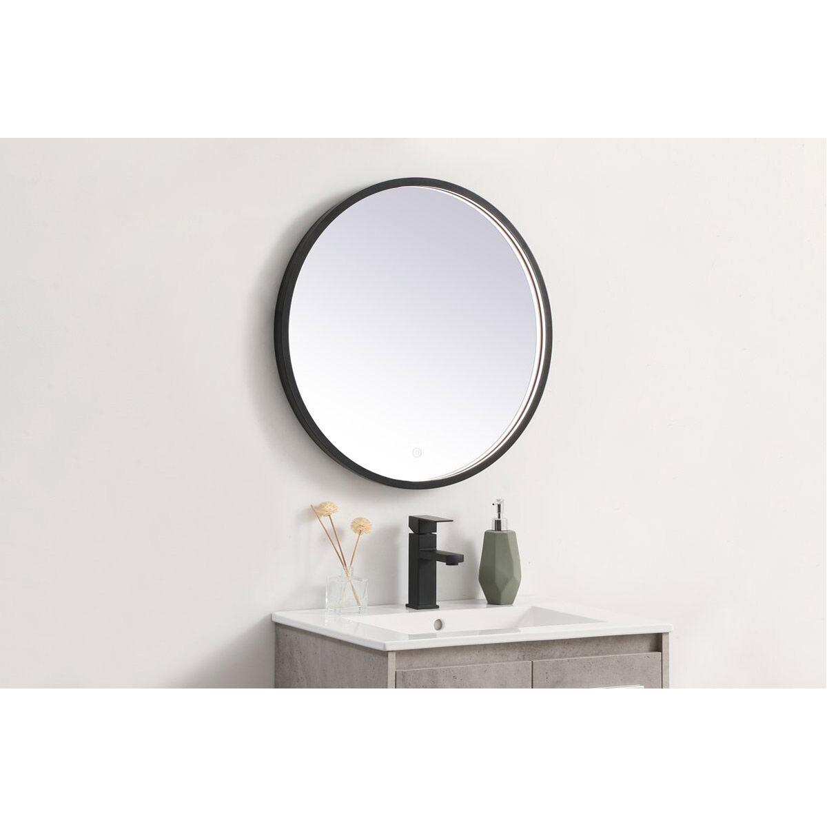 Pier 24 X 24 inch Black LED Mirror