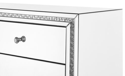 Modern 27 X 22 inch Clear Mirror and Crystal Bedside Table