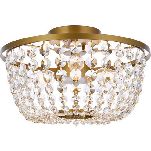 Cora 3 Light 13 inch Brass Flush Mount Ceiling Light