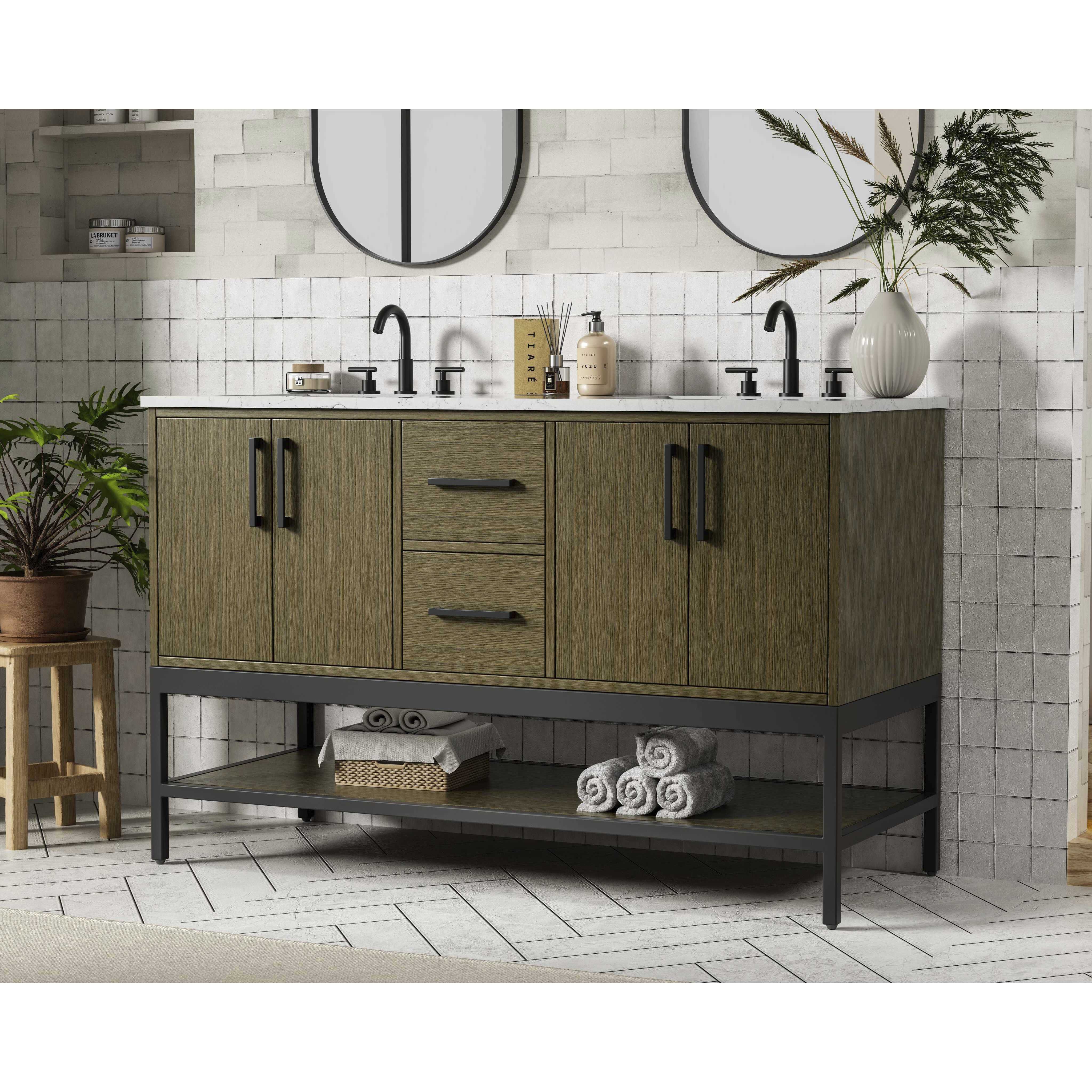 Lennox 54 X 34 inch Chestnut Brown Bathroom Vanity Cabinet