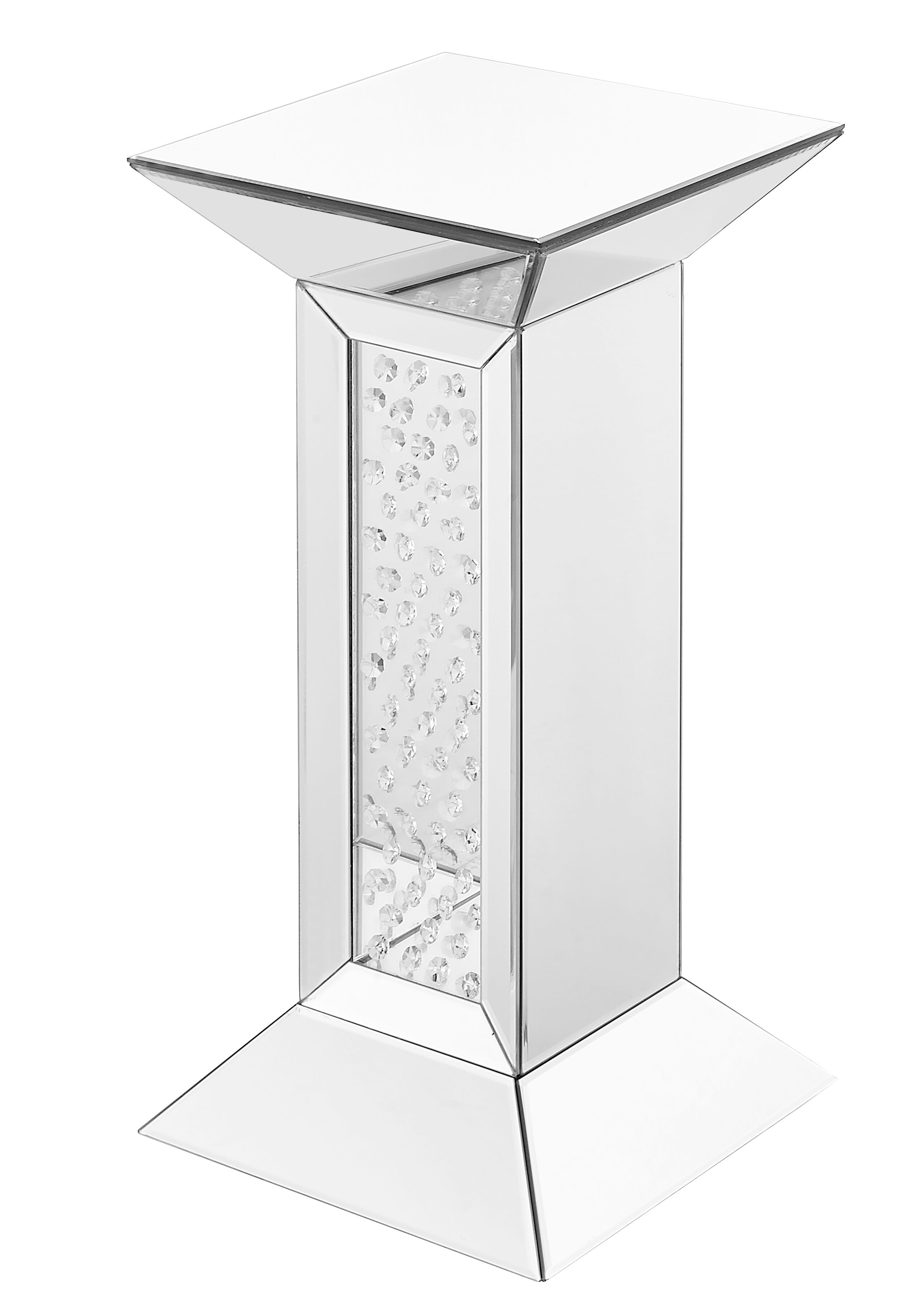Modern 24 X 12 inch Clear Mirror and Crystal End Table 
