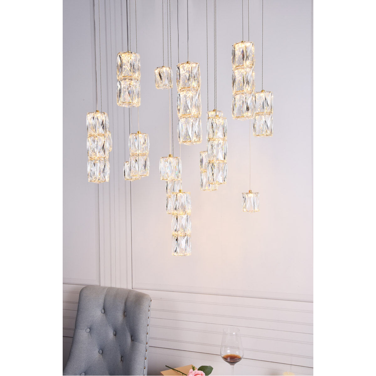 Polaris LED 28 inch Gold Chandelier Ceiling Light