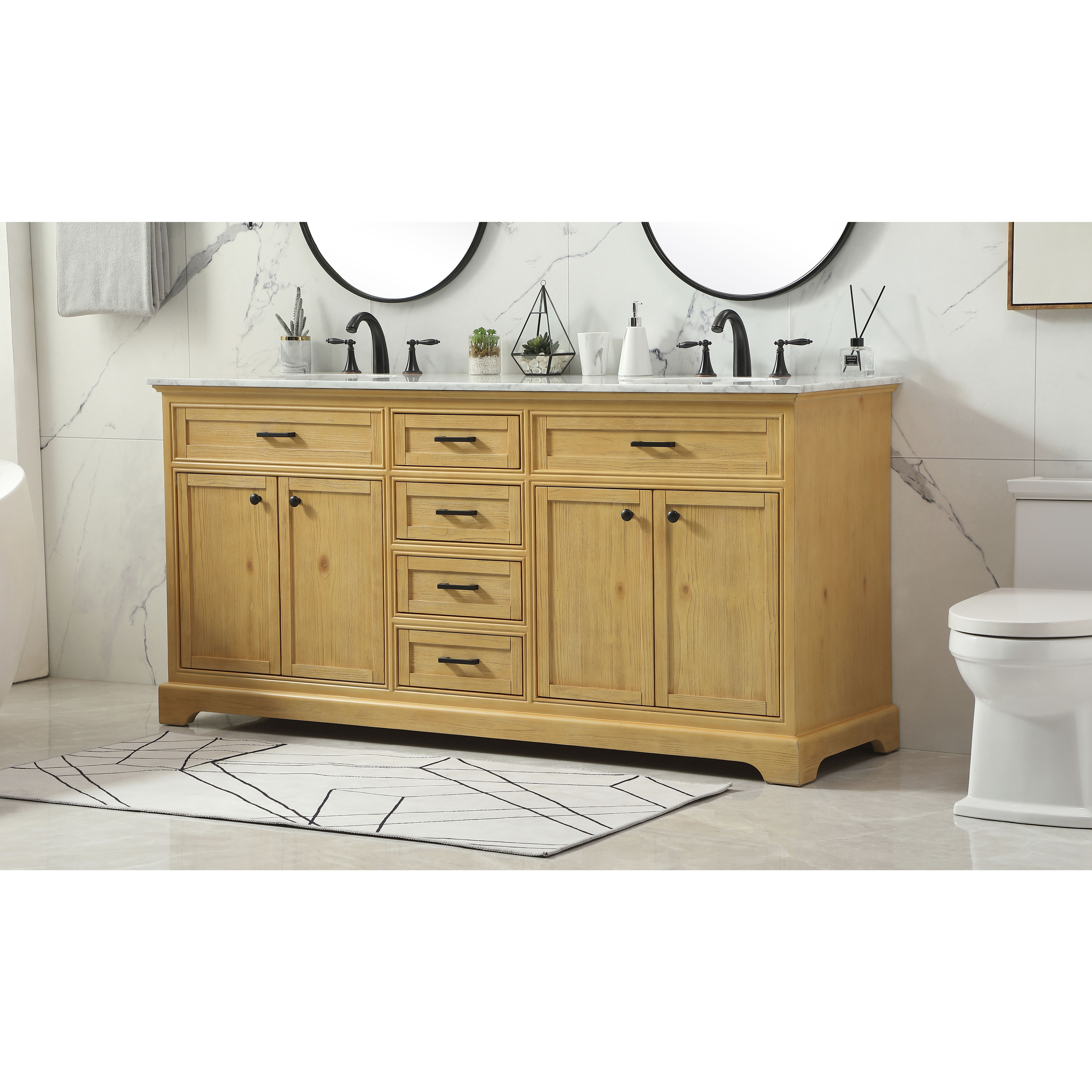 Americana 72 X 22 X 35 inch Natural Wood Vanity Sink Set