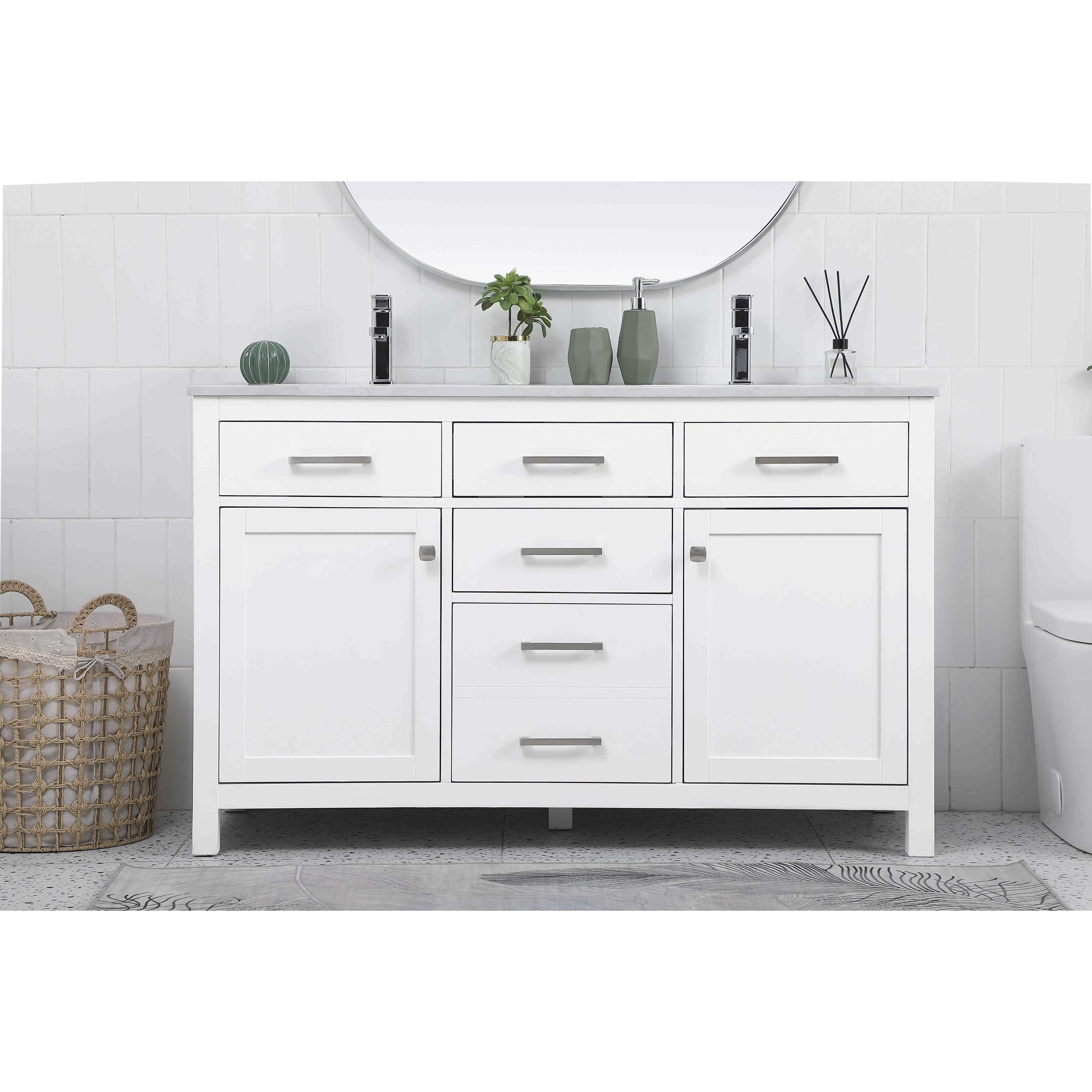 Lewis 54 X 22 X 34 inch White Vanity Sink Set