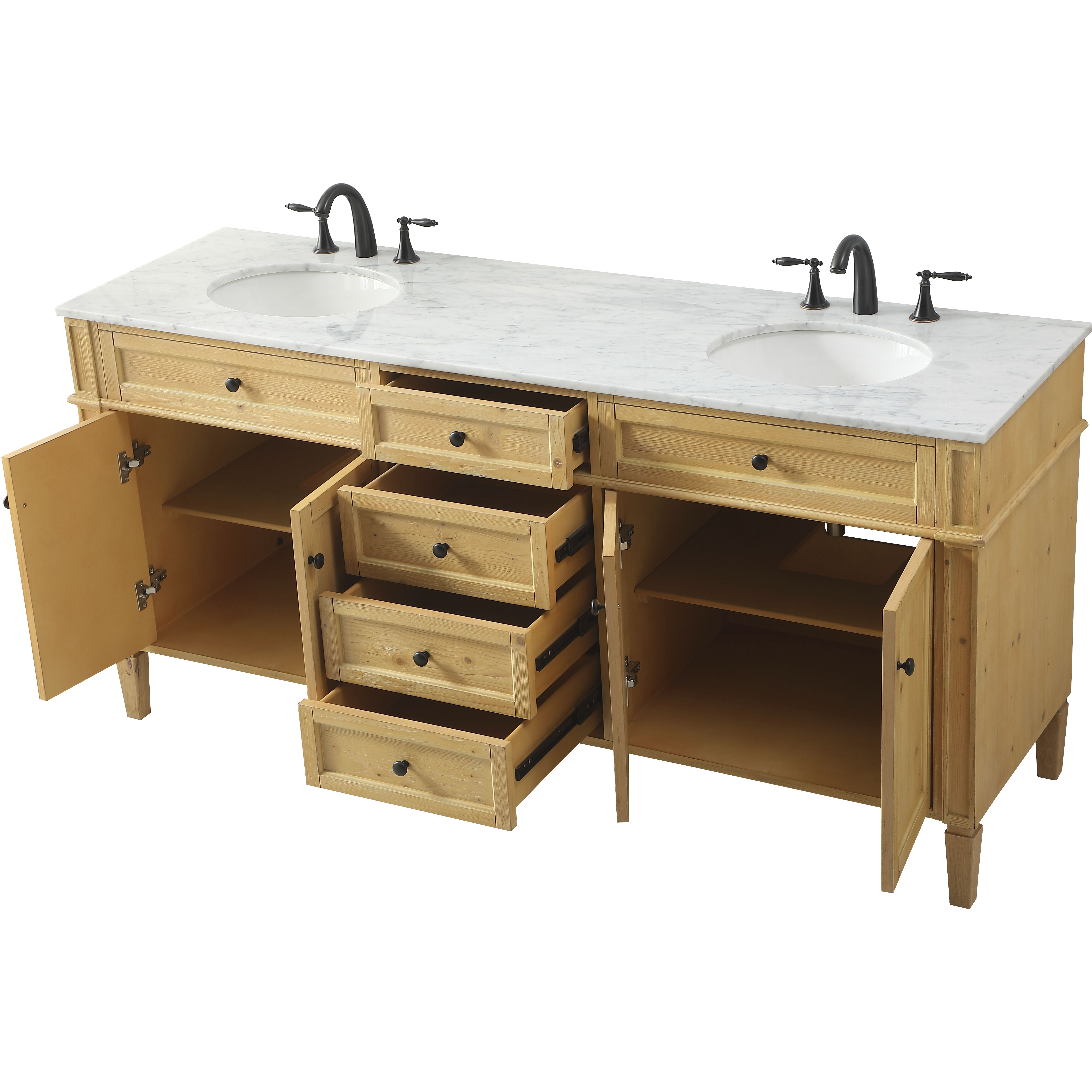 Park Avenue 72 X 21.5 X 35 inch Natural Wood Vanity Sink Set