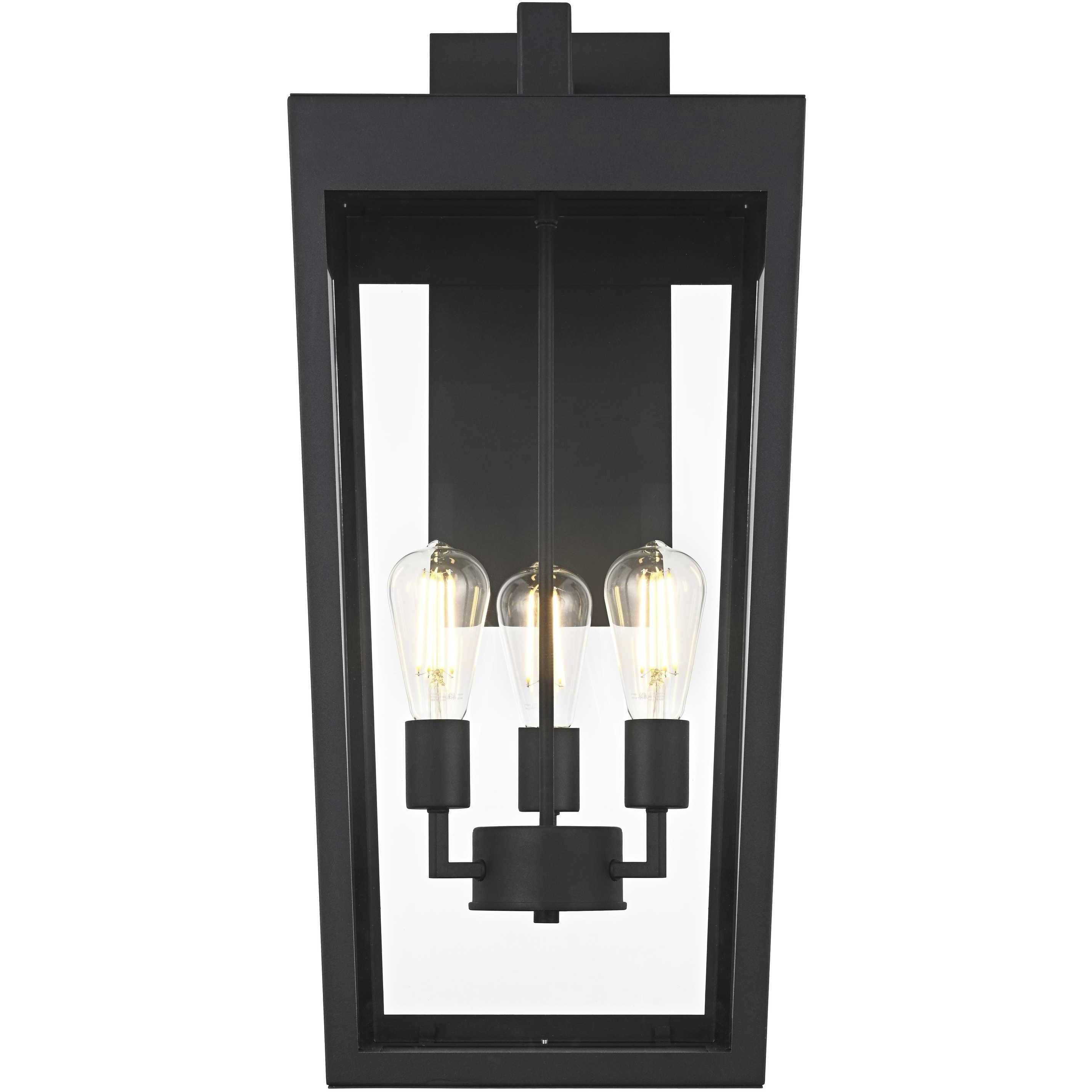 William 3 Light 28 inch Black Outdoor Wall Sconce