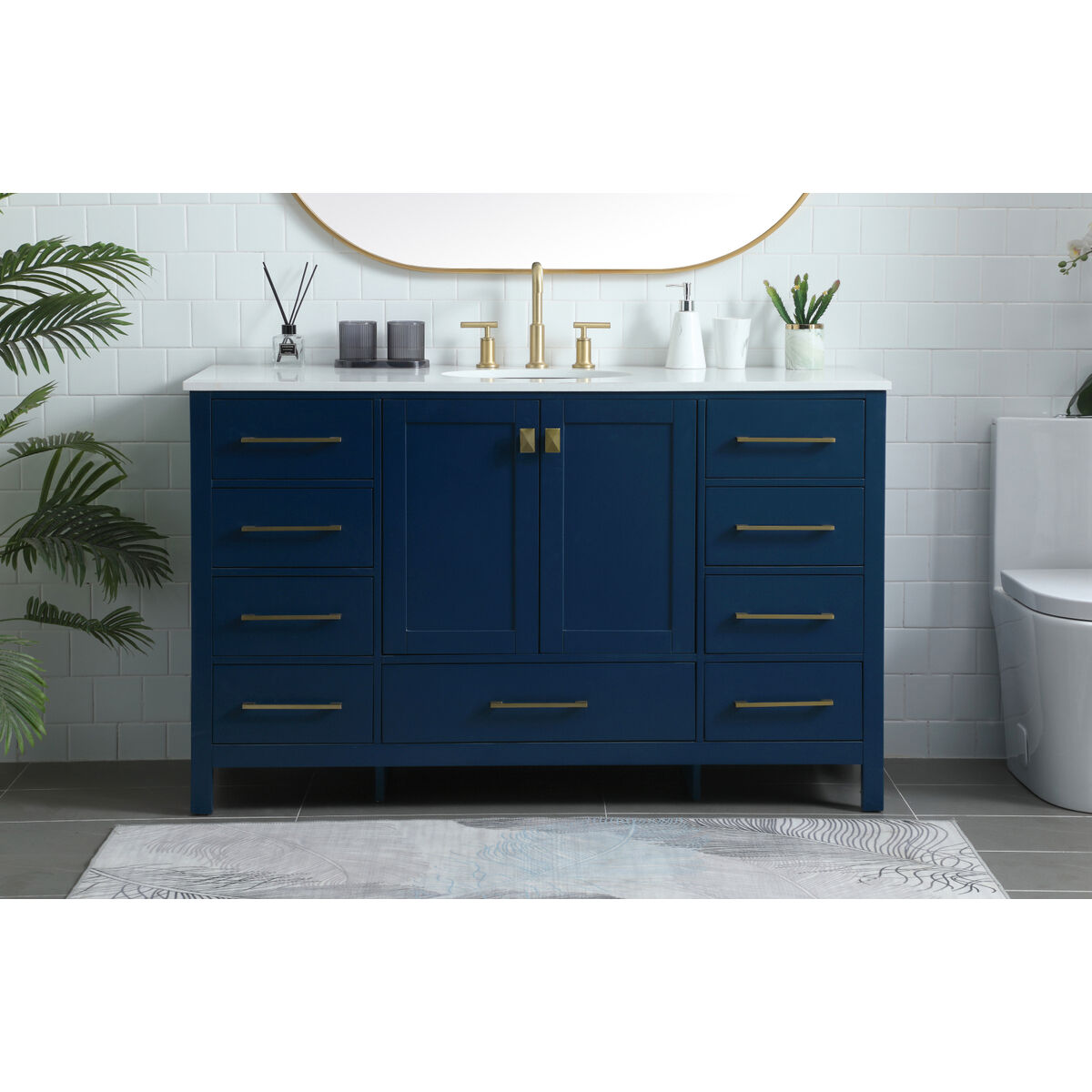 Irene 54 X 22 X 34 inch Blue Vanity Sink Set