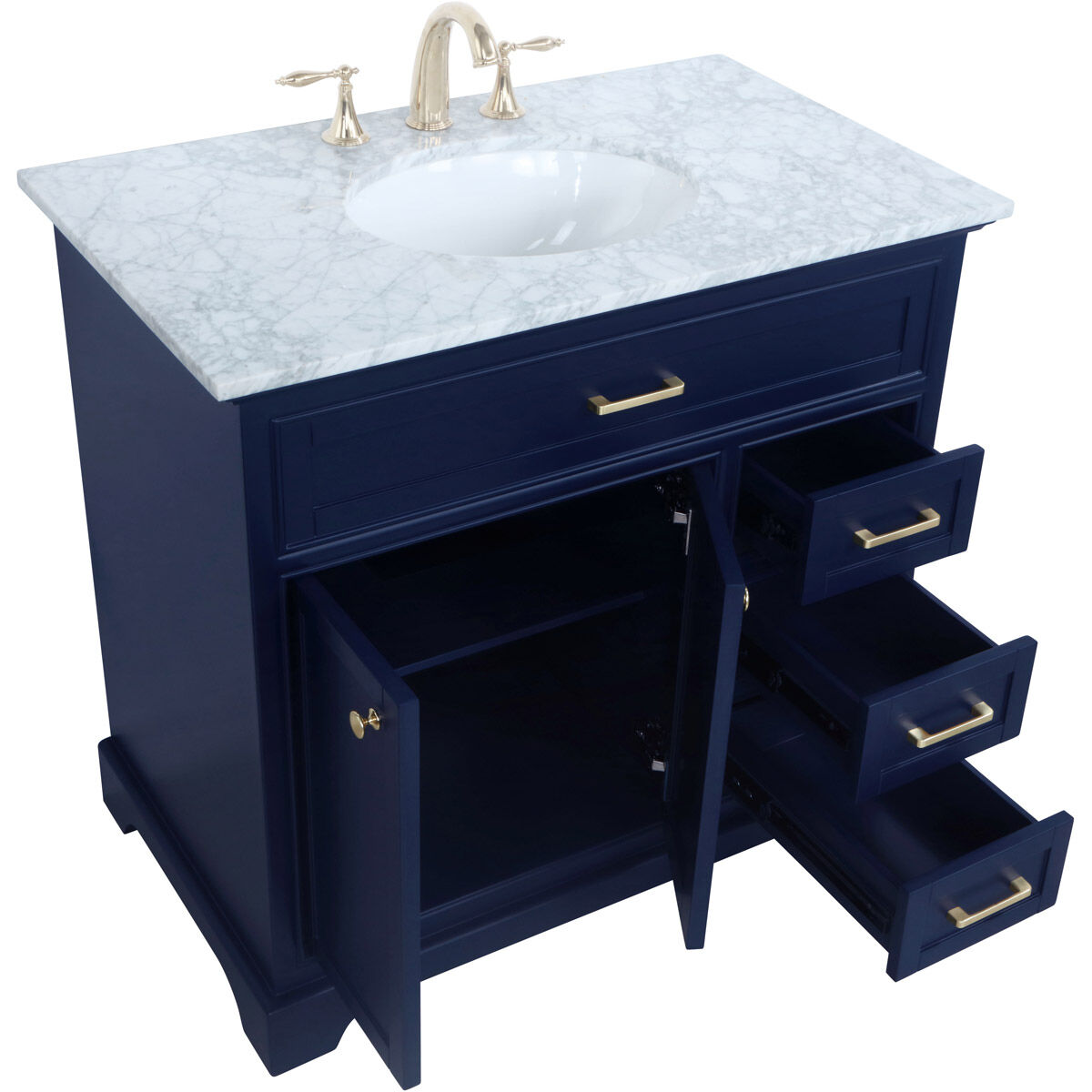 Americana 36 X 22 X 35 inch Blue Vanity Sink Set