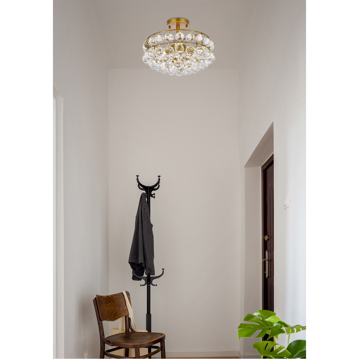 Savannah 3 Light 14 inch Brass Flush Mount Ceiling Light