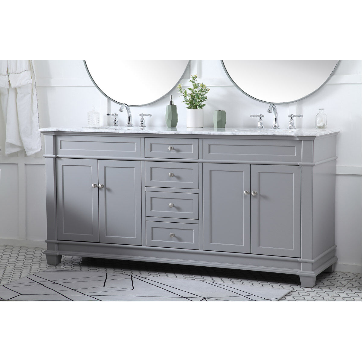 Wesley 72 X 21.5 X 35 inch Grey Vanity Sink Set in Gray