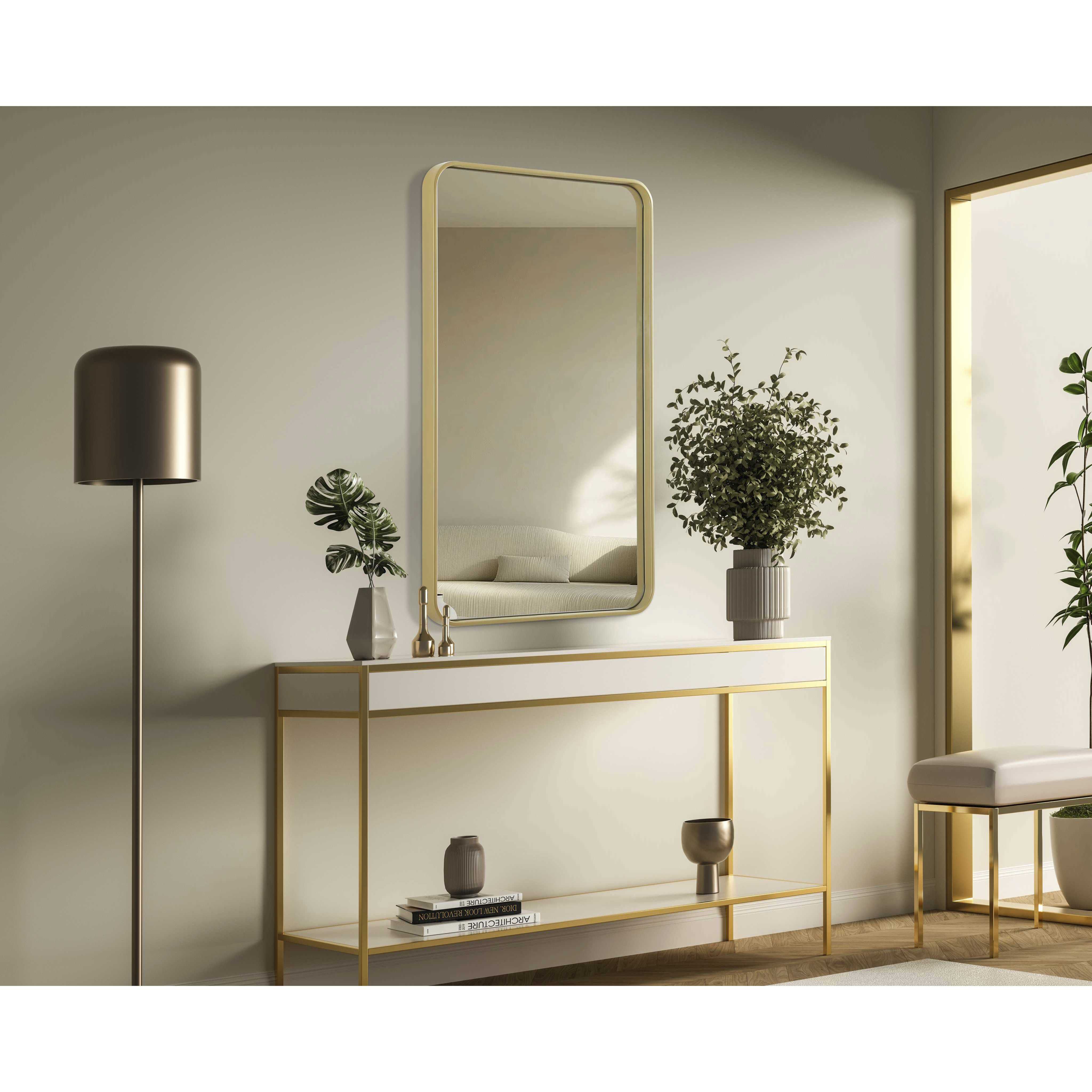 Remy 40 X 24 inch Brass Mirror