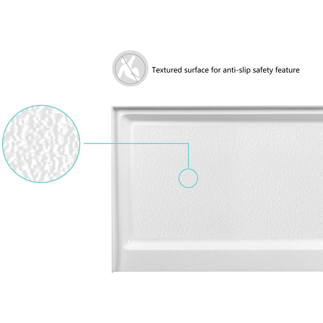 Laredo Glossy White Shower Base in 60 x 30 Right Drain