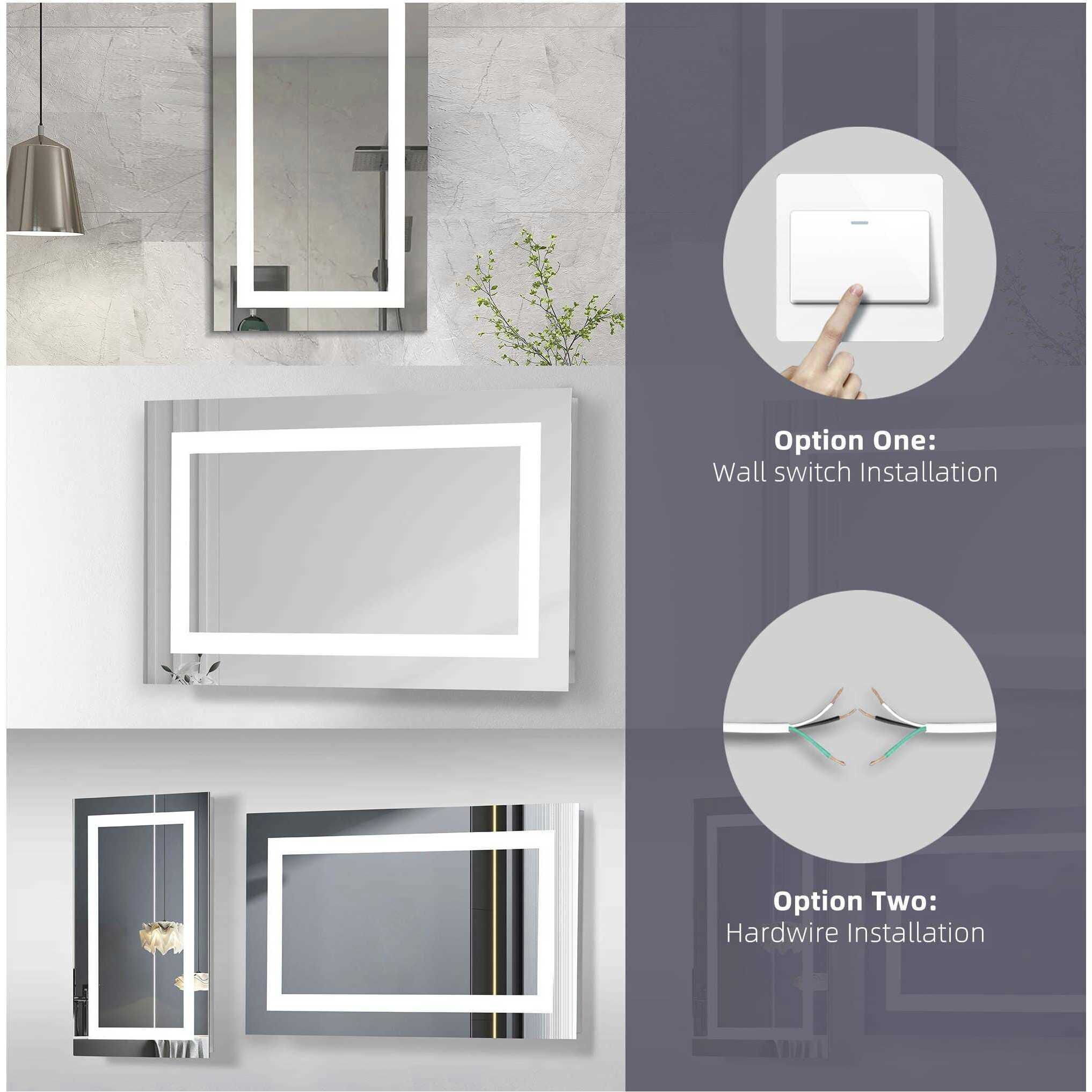 Riven 40 X 36 inch White LED Mirror