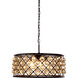 Madison 6 Light 25 inch Matte Black Pendant Ceiling Light in Golden Teak, Faceted Royal Cut, Urban Classic