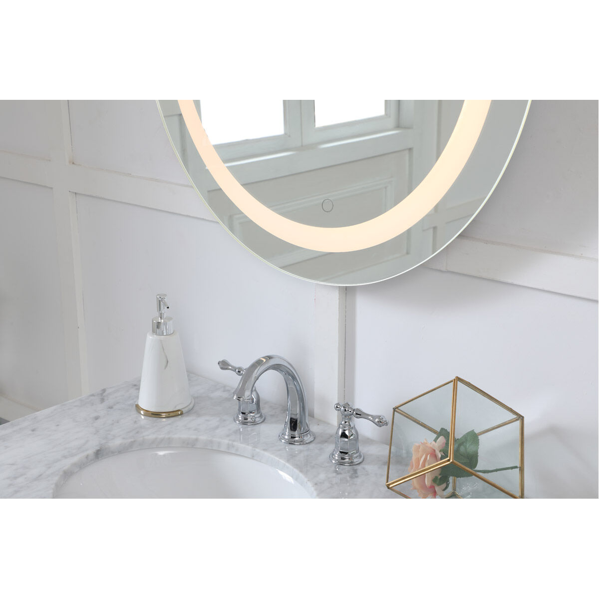 Helios 28 X 28 inch Silver Lighted Wall Mirror