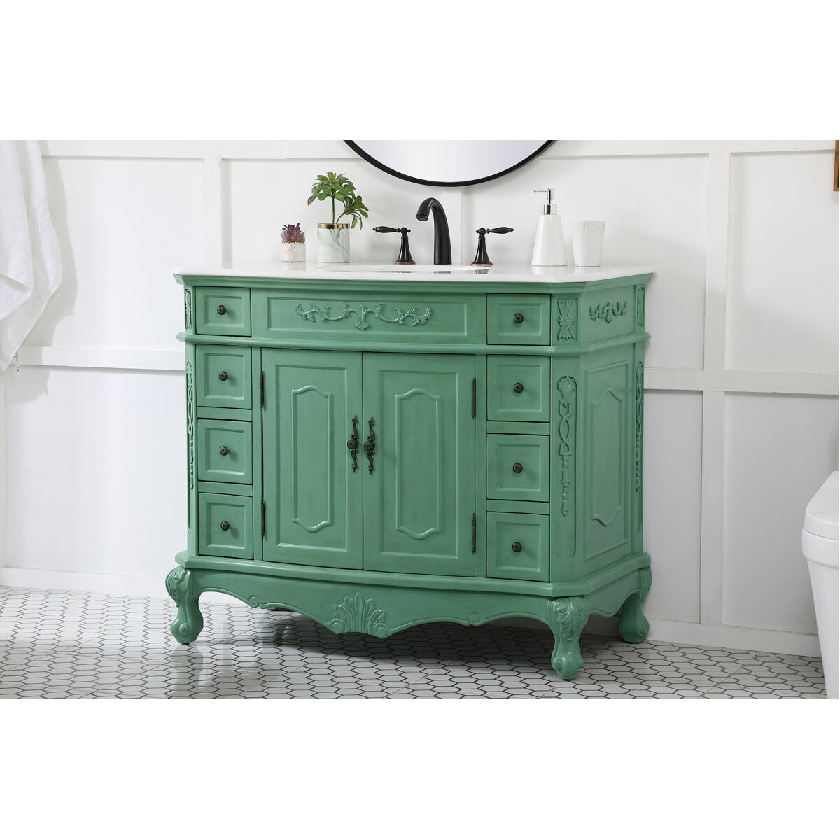 Danville 42 X 21 X 36 inch Vintage Mint Vanity Sink Set