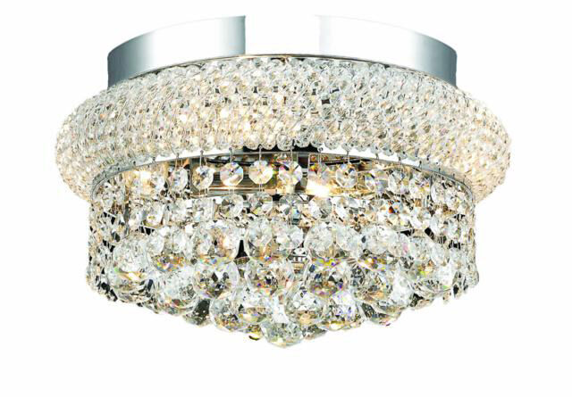 Primo 4 Light 12 inch Chrome Flush Mount Ceiling Light in Royal Cut