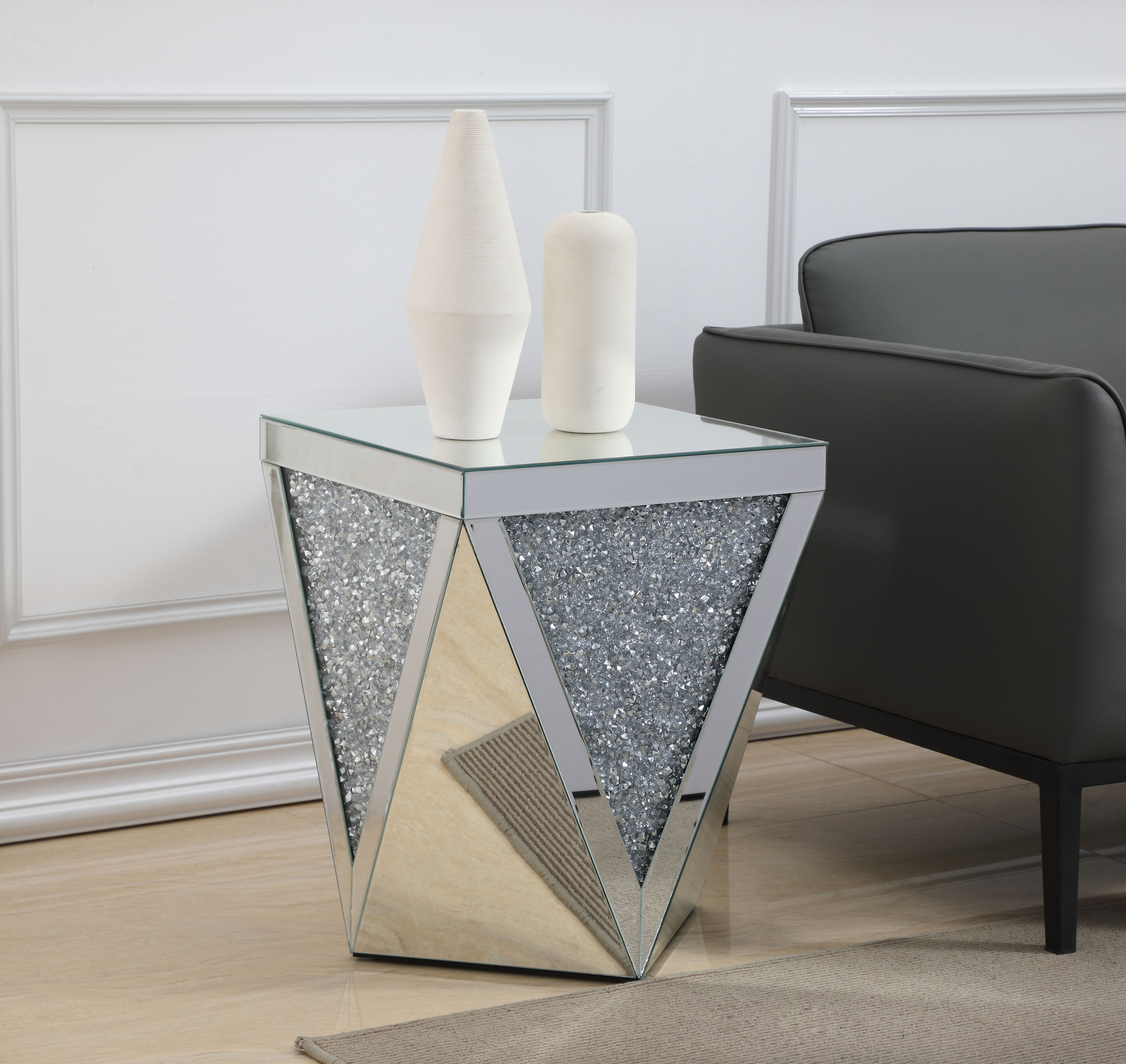 Modern 23 X 19 inch Clear Mirror End Table