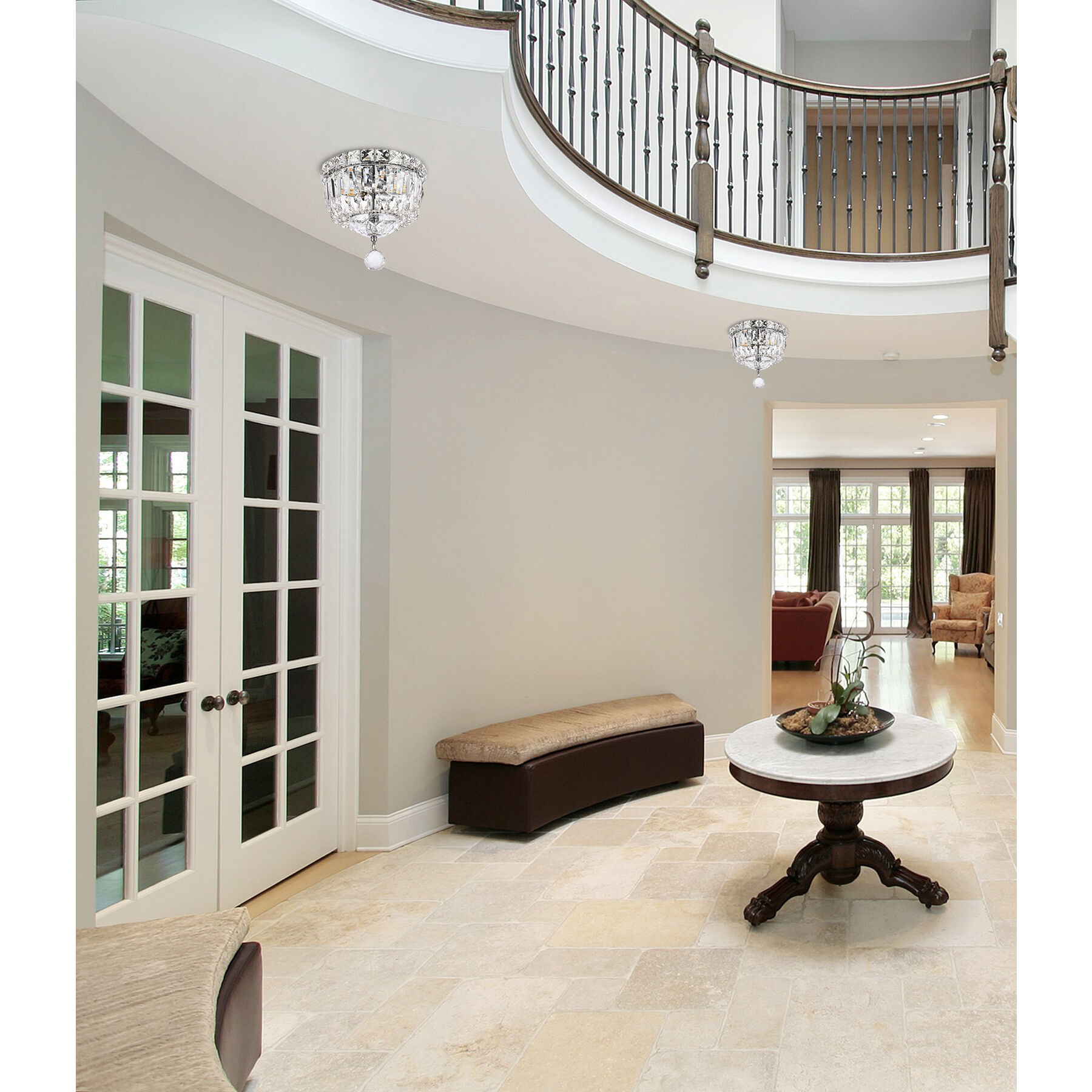 Tranquil 2 Light 8 inch Chrome Flush Mount Ceiling Light in Royal Cut