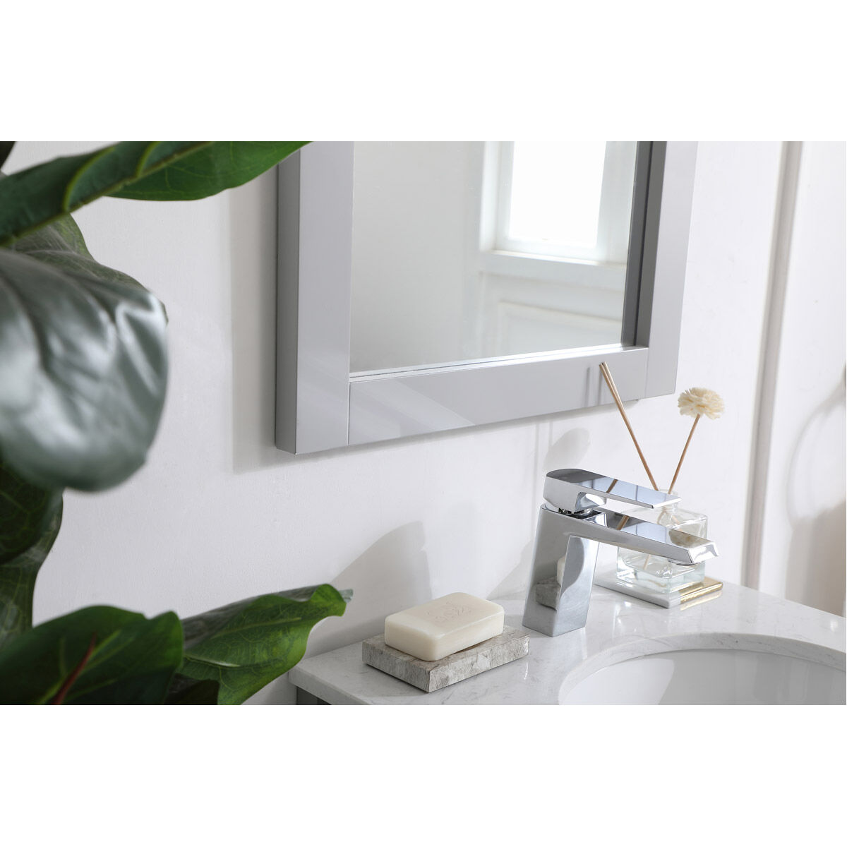 Aqua 32 X 18 inch Grey Wall Mirror in Gray