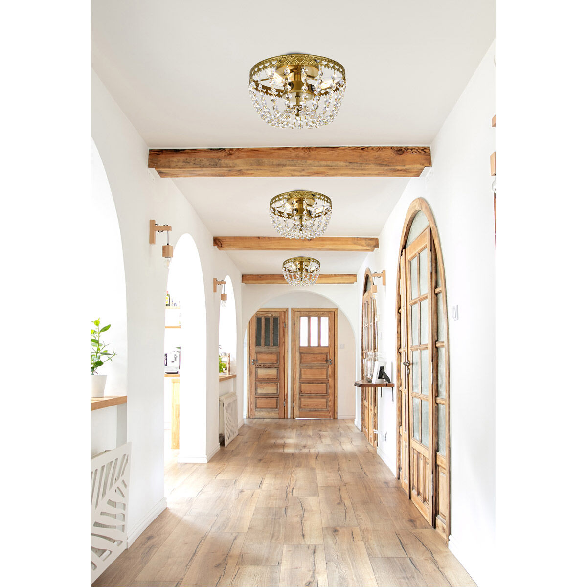 Kylie 3 Light 10 inch Brass Flush Mount Ceiling Light