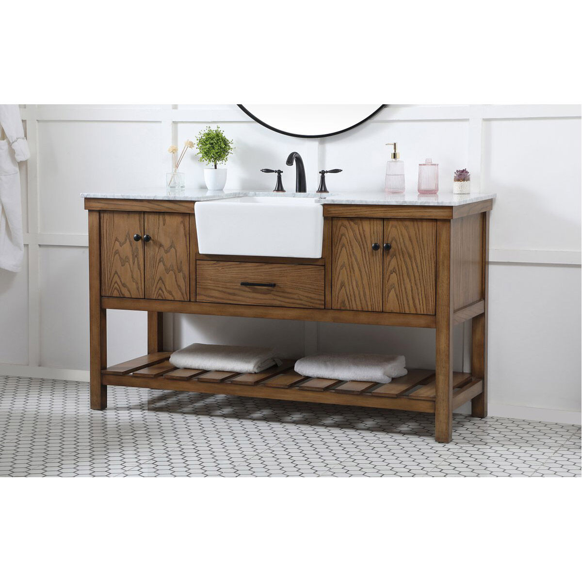 Clement 60 X 22 X 34 inch Driftwood Bathroom Vanity Cabinet