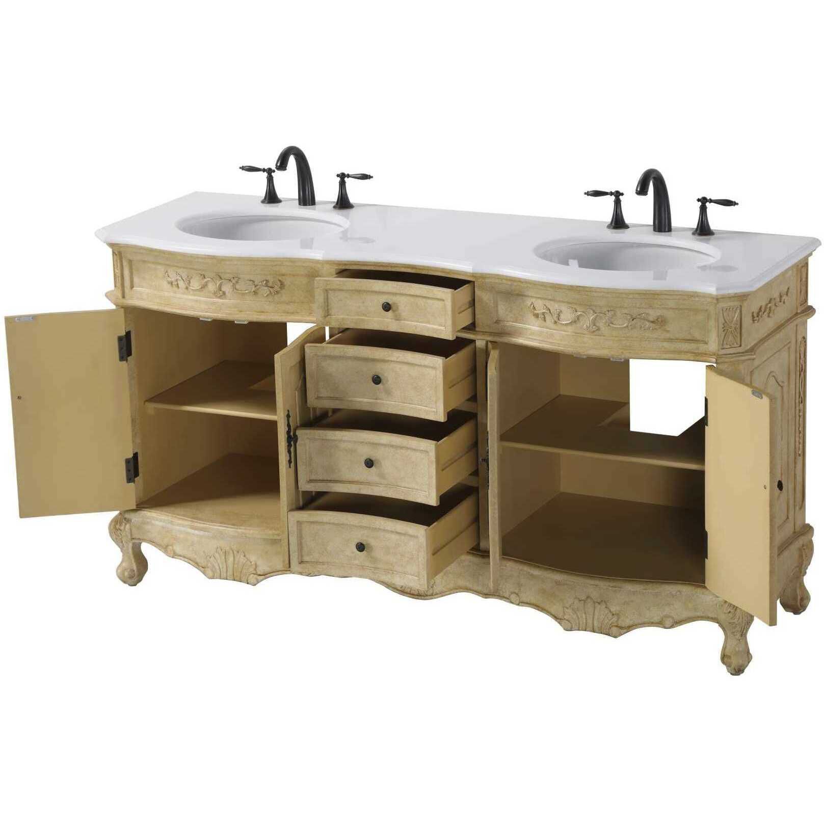Danville 66 X 36 inch Antique Beige Bathroom Vanity Cabinet