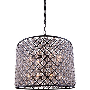 Madison 12 Light 36 inch Matte Black Pendant Ceiling Light in Clear, Smooth Royal Cut, Urban Classic